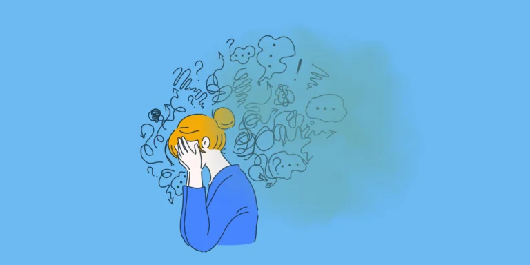 osoba przytłoczona chaosem myśli zmiana mentalnych nawyków i rozwój świadomości