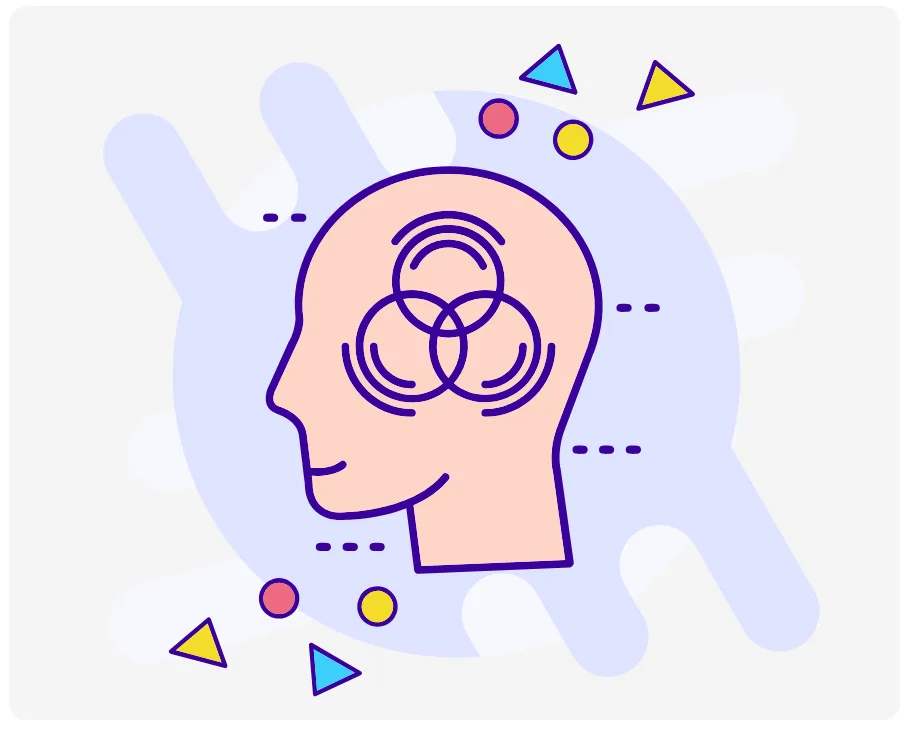 Inteligencja emocjonalna – ilustracja przedstawiająca profil głowy symbolizujący świadomość emocji, empatię i rozwój kompetencji emocjonalnych.