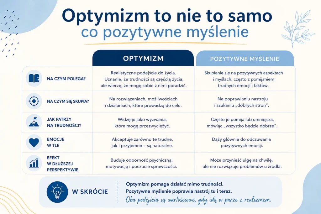 Optymizm to nie to samo co pozytywne myślenie – porównanie